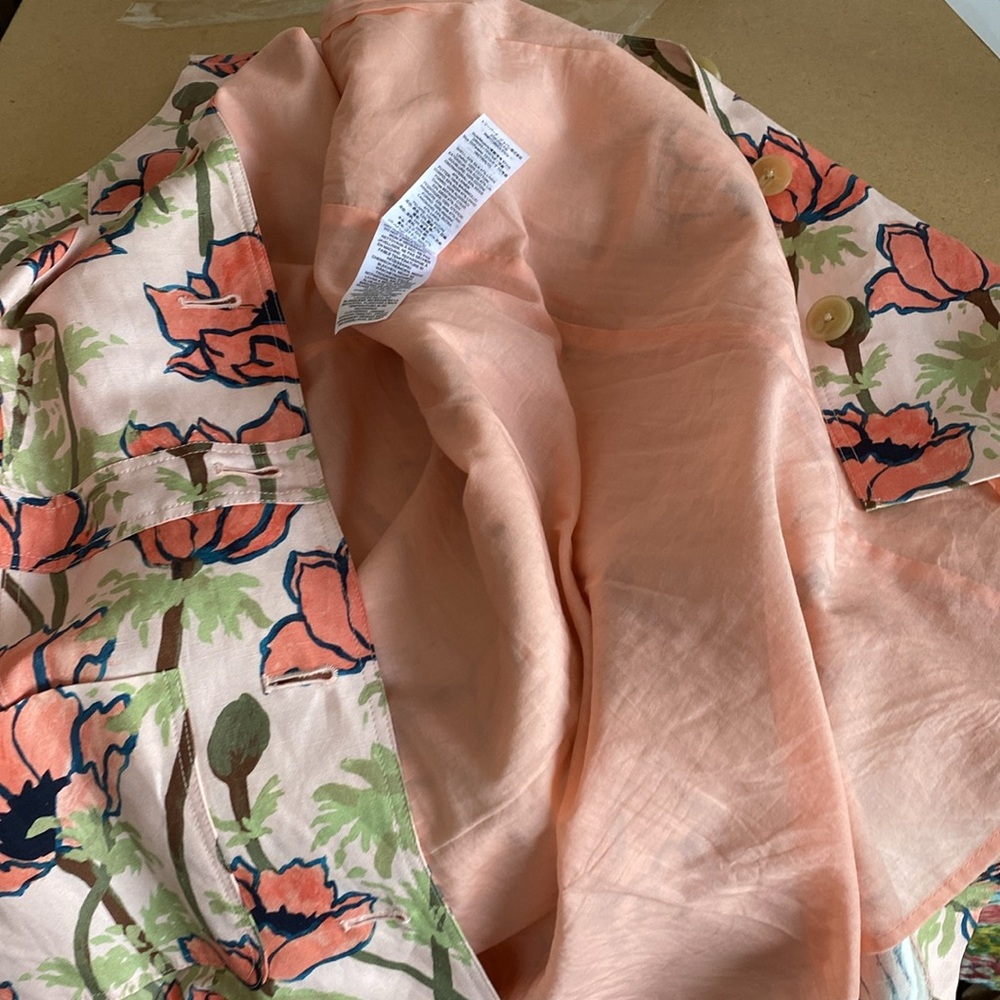 Tory Burch Pink Print Dress. Sleeveless with Button Front. Size 10 - Picture 7 of 9